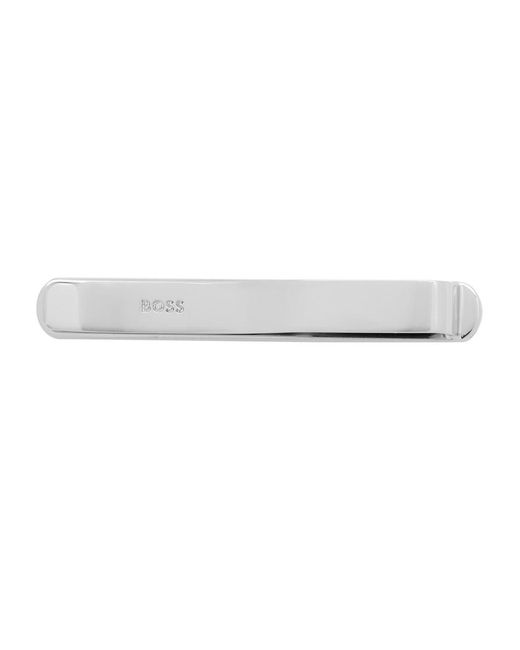 Boss White Logo-Engraved Tie Clip for men