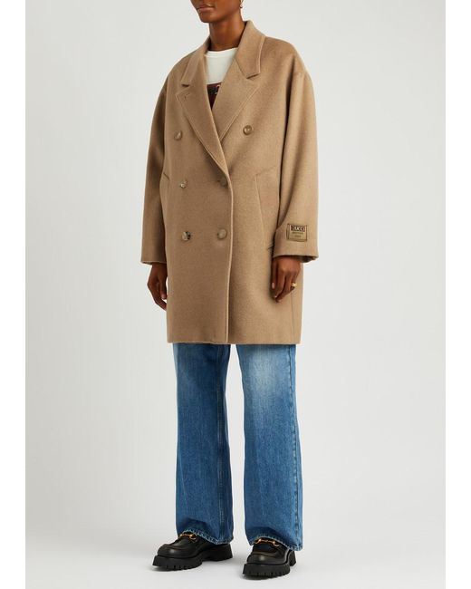 Gucci Natural Double-breasted Wool Coat