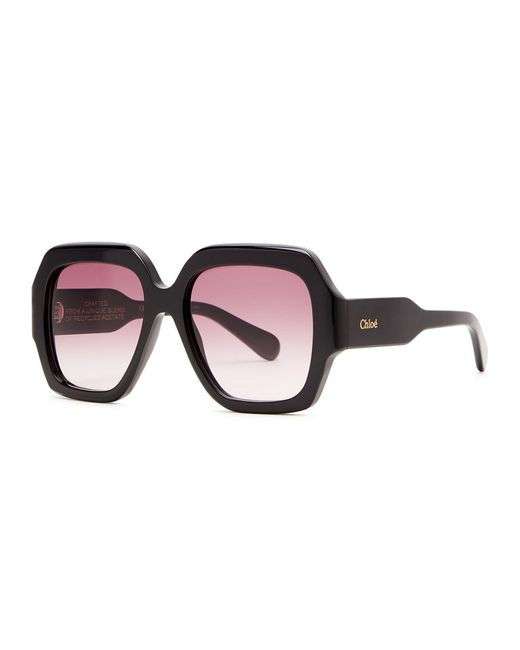 Chloé Brown Chloe Gayia Oversized Square-frame Sunglasses