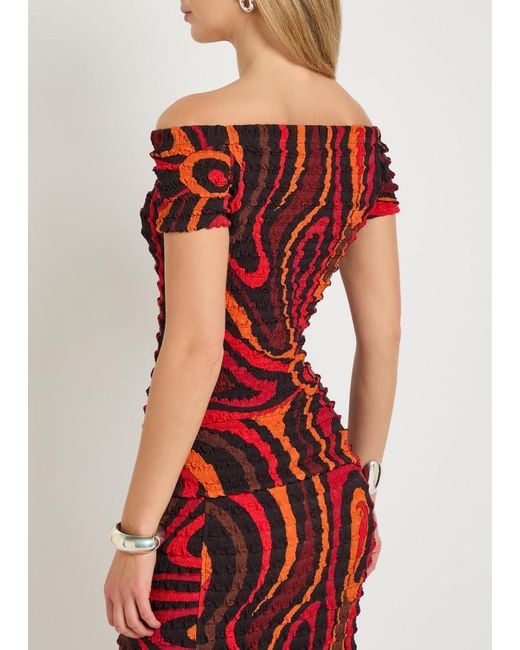 Emilio Pucci Red Printed Seersucker Top