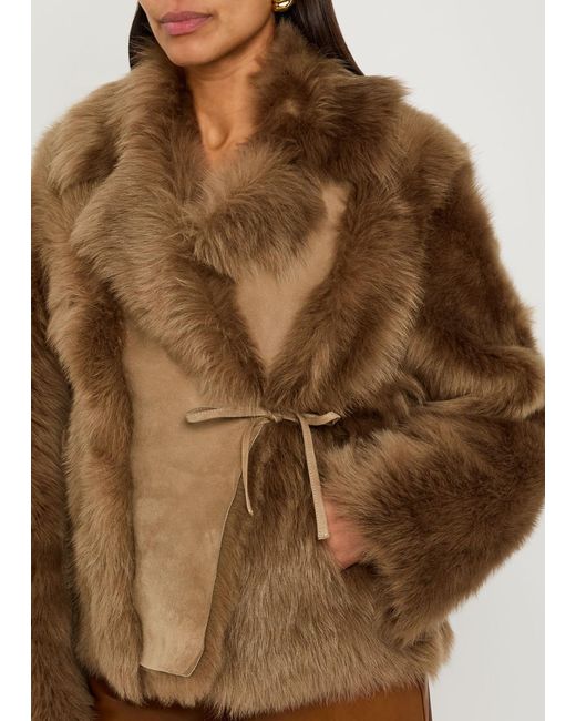 Nour Hammour Brown Verena Shearling Wrap Jacket