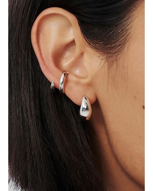 Missoma White Savi Dome Small Rhodium-plated Hoop Earrings