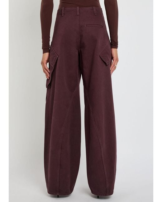 Alaïa Purple Barrel-Leg Cotton Cargo Trousers
