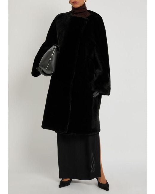 Totême Black Shearling Coat