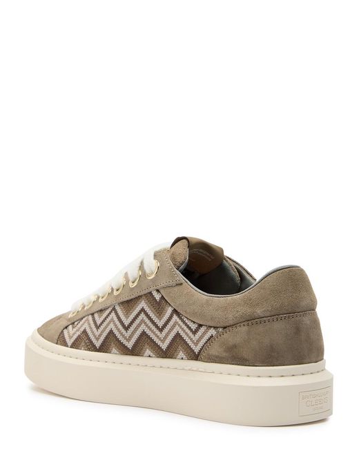 Cleens Natural Ace Chevron-Knit Suede Sneakers for men
