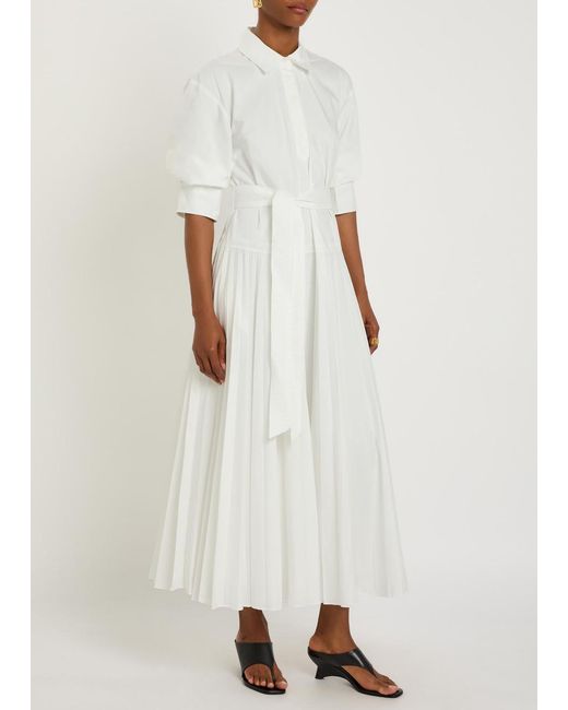 Jonathan Simkhai White Arlo Belted Cotton-Blend Poplin Maxi Dress