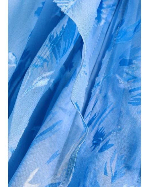 Rixo Blue Ester Devoré Silk-Blend Maxi Dress