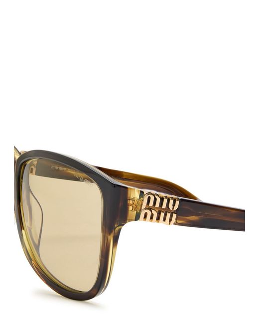 Miu Miu Brown Butterfly-Frame Sunglasses