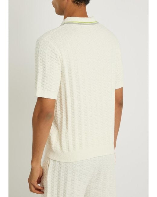 Casablanca White Tennis Bouclé Polo Shirt for men