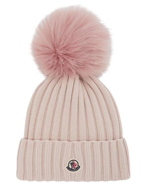 Moncler Pink Pompom Wool Beanie