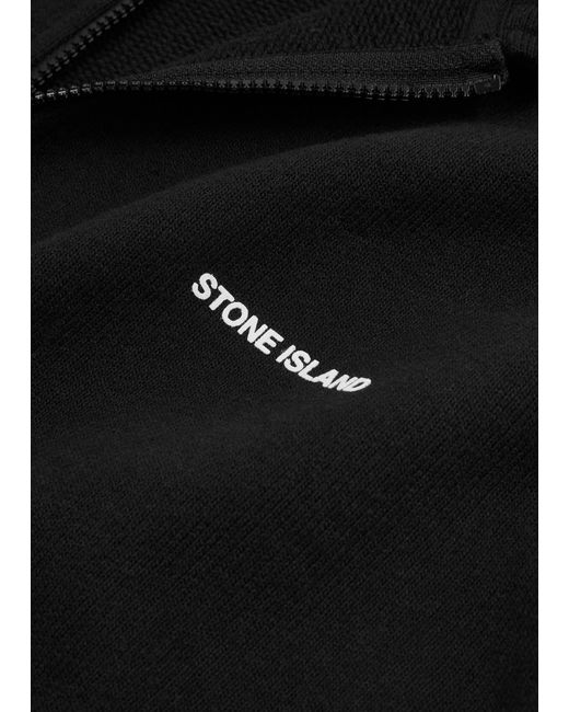 Stone Island Black Logo Half-Zip Cotton Sweatshirt for men