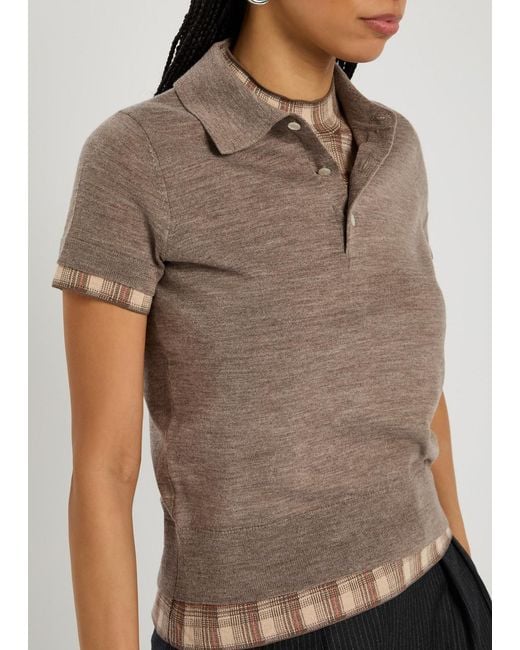 Acne Brown Kalissa Layered Wool Polo Shirt