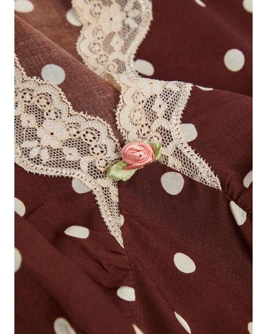 Rixo Red Cely Polka Dot Crepe De Chine Mini Dress