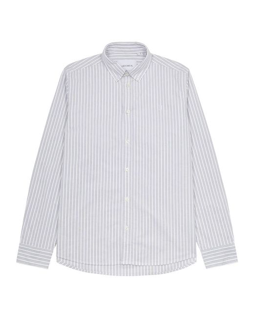 Les Deux White Kristian Striped Stretch-cotton Oxford Shirt for men