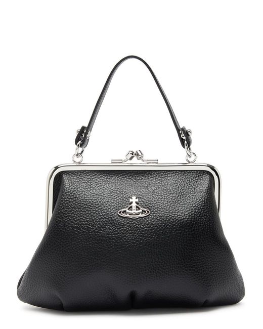 Vivienne Westwood Black Granny Frame Faux Leather Top Handle Bag