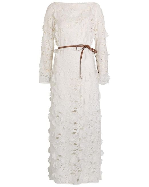 Zimmermann Gray Patience Floral-Embroidered Cotton Maxi Dress