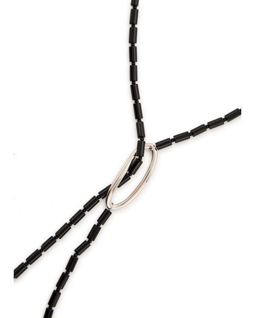 Agmes Black Annaya Lariat Sterling Beaded Necklace