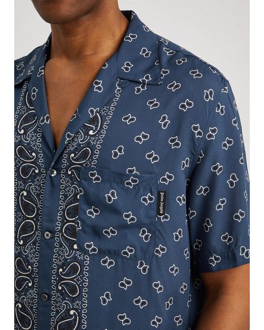 Palm Angels Blue Paisley-Print Shirt for men