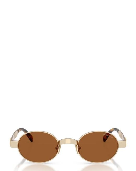 Miu Miu Brown Round-Frame Sunglasses