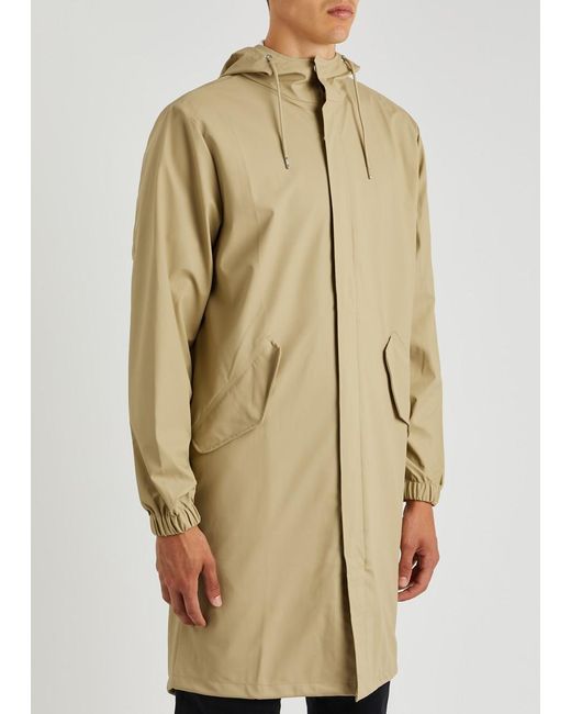 Rains Natural Hooded Rubberised Raincoat for men