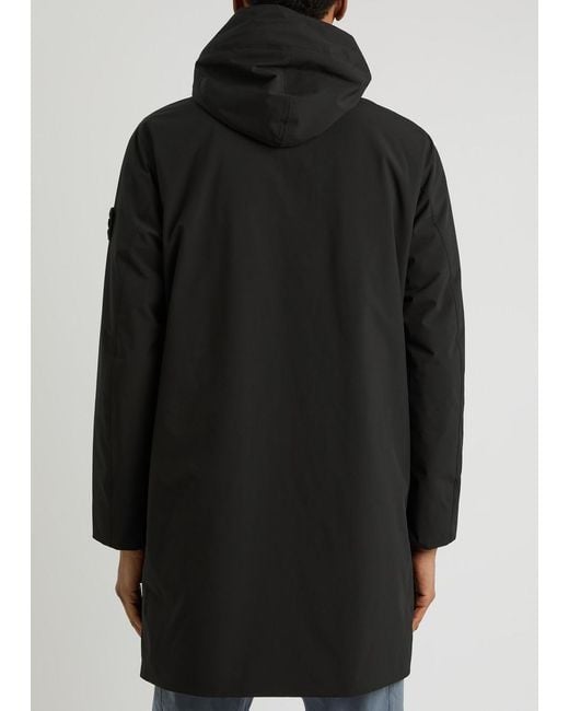Stone Island Black Hooded Shell Parka for men