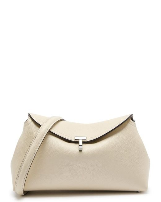 Totême  Natural T-Lock Grained Leather Clutch