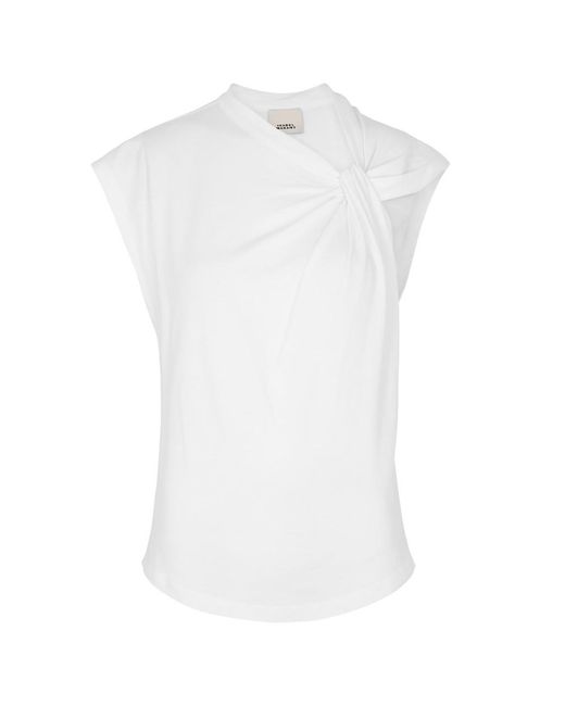 Isabel Marant White Nayda Twisted Cotton T-shirt