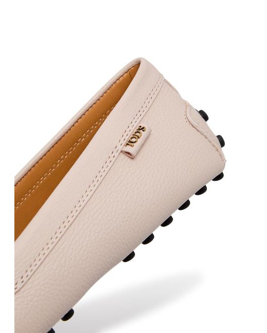 Tod's Pink Gommino Grained Leather Loafers
