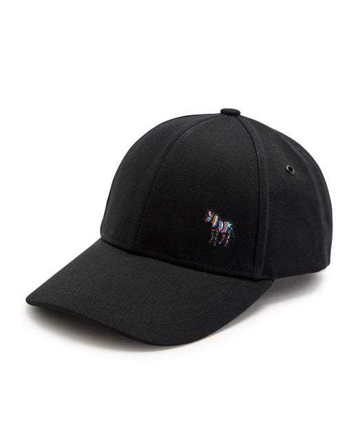 Paul Smith Black Zebra-Embroidered Cotton Cap for men