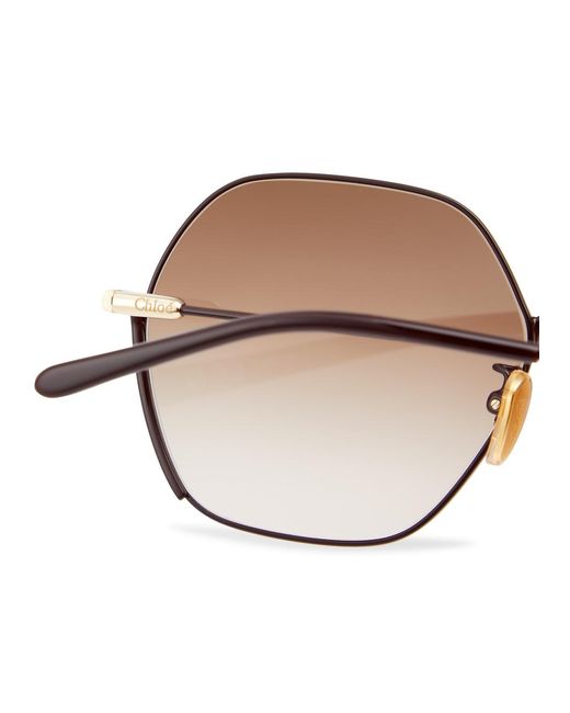 Chloé Brown Chloe Poppy Hexagon-frame Sunglasses
