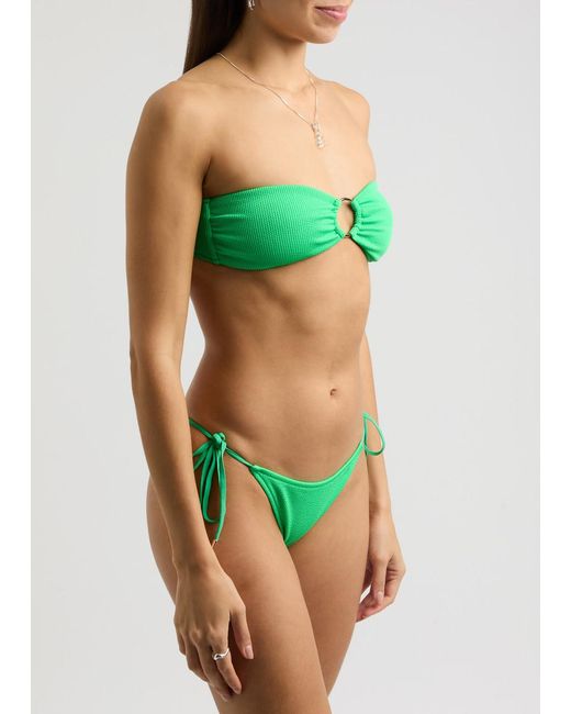 Melissa Odabash Green Melbourne Ribbed Bandeau Bikini Top