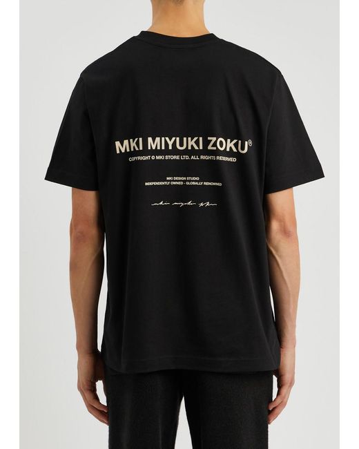 MKI Miyuki-Zoku Black Design Studio Logo Cotton T-shirt for men