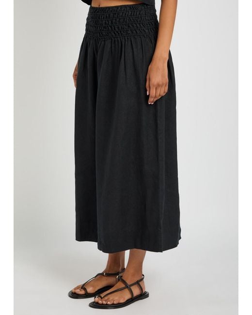 Rails Blue Alessa Shirred Linen Midi Skirt