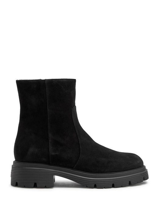 Stuart Weitzman Black Hudson Suede Chelsea Boots