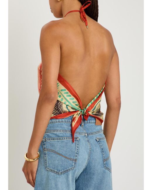 Etro Gray Printed Silk Triangle Top