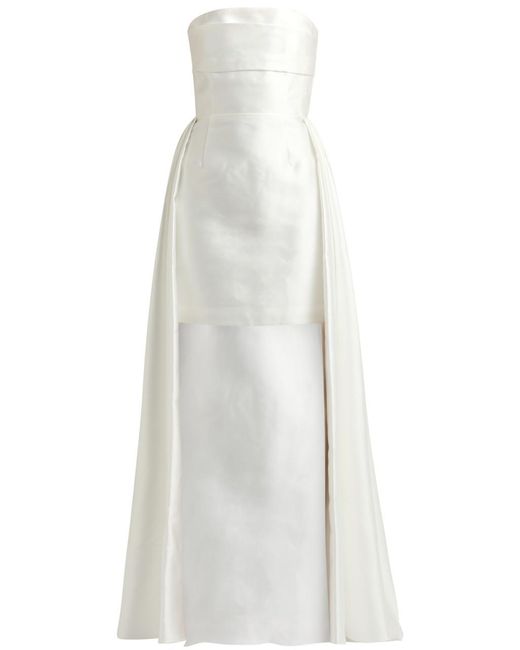 Solace London White Trina Strapless Faille Gown