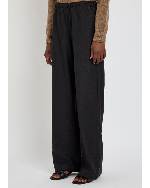 Rohe Black Relaxed Straight-Leg Wool Trousers