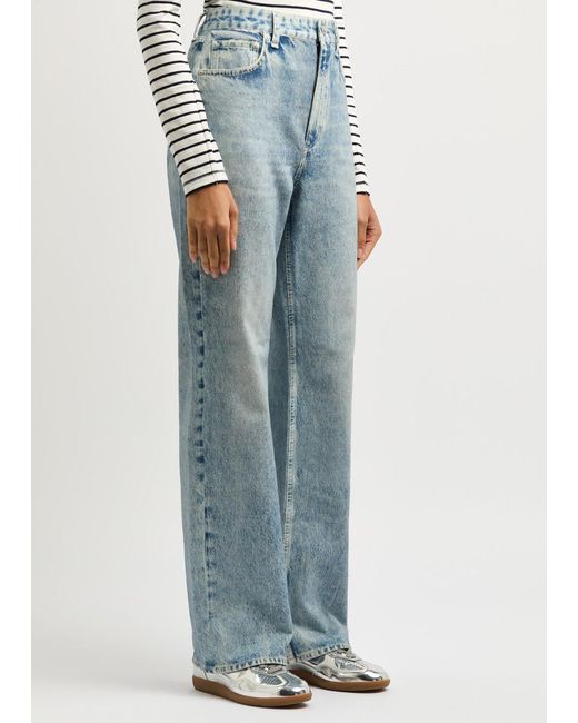 Rag & Bone Blue Miramar Shea Straight-Leg Chambray Trousers