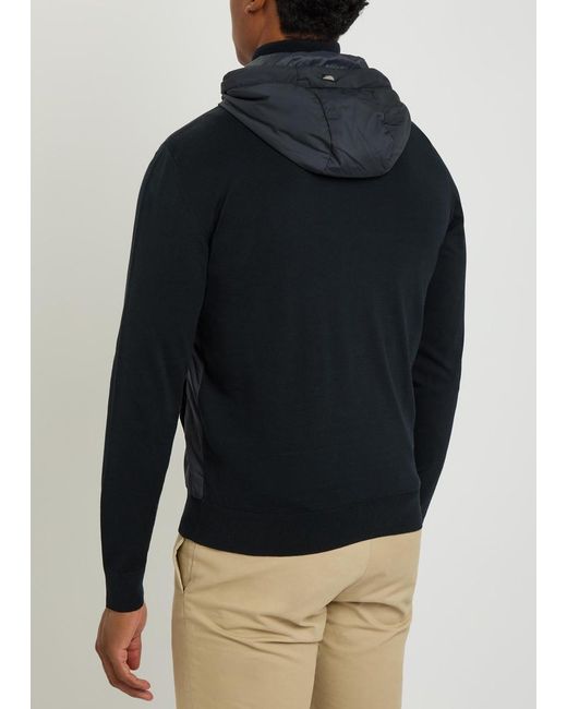 Herno Black Quilted Hooded Cotton Jacket for men