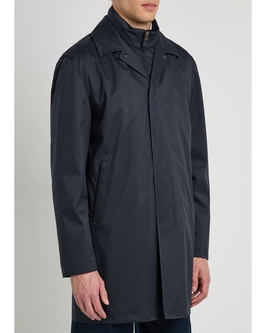 Canali Blue Layered Woven Coat for men