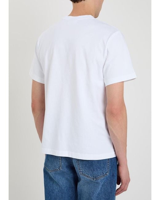 Forét White Embroidered Cotton T-Shirt for men