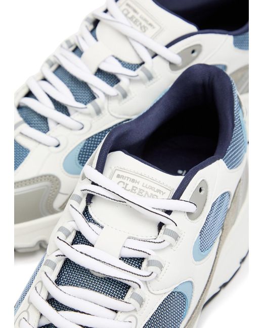 Cleens White Pulse Runner Panelled Mesh Sneakers for men