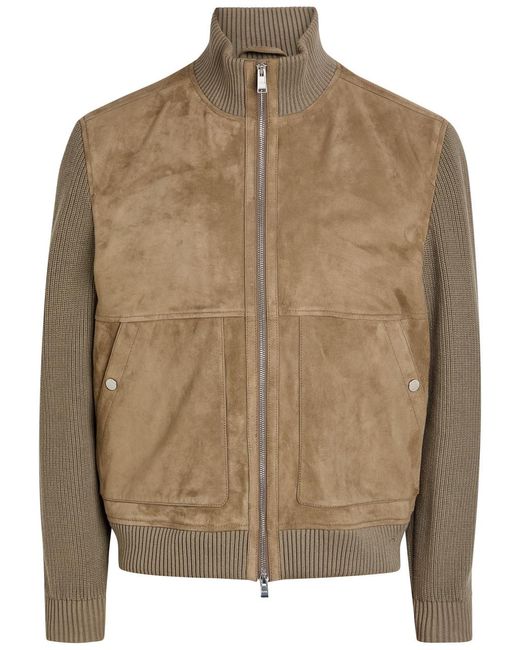 Boss Brown Maparo Suede And Knit Jacket for men