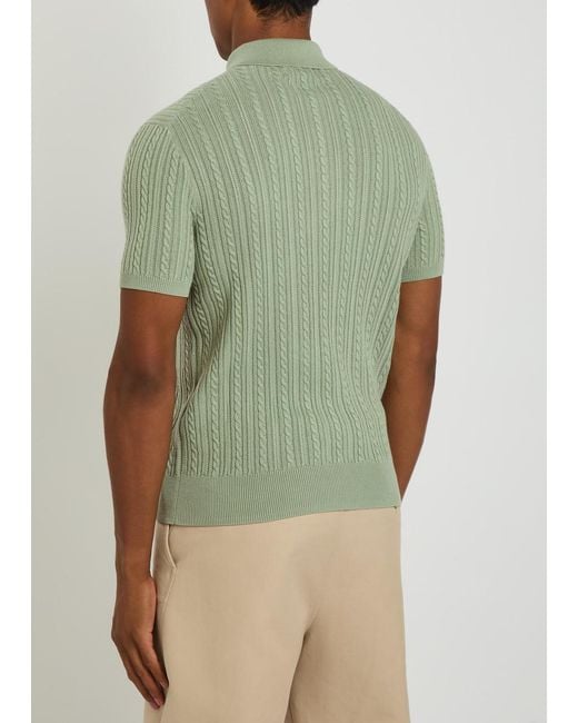 Polo Ralph Lauren Green Logo-Embroidered Cable-Knit Cotton Polo Shirt for men