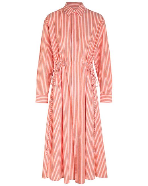 Polo Ralph Lauren Pink Striped Cotton-Blend Midi Shirt Dress
