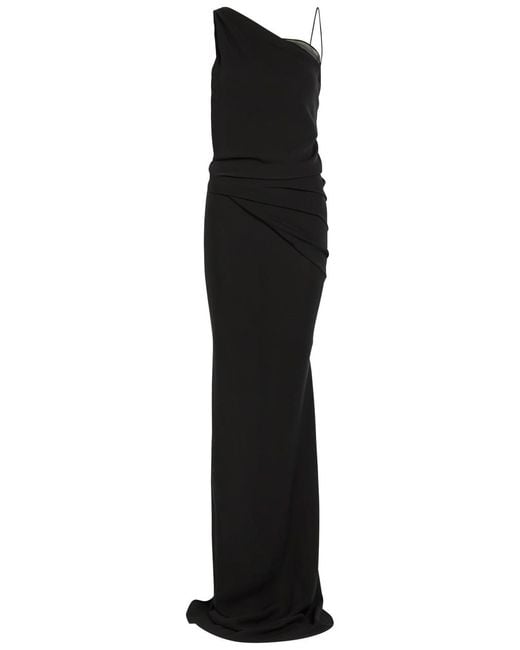 AARON ESH Black 5 One Shoulder Silk-Chiffon Maxi Dress