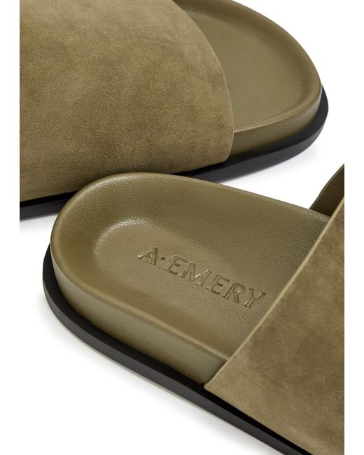 A.Emery Green Luca Woven Leather Sliders