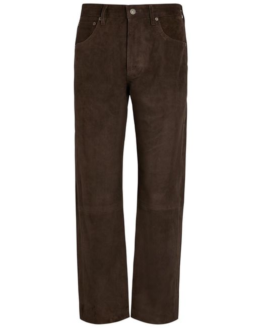 Citizens of Humanity Brown Winslow Straight-Leg Suede Trousers