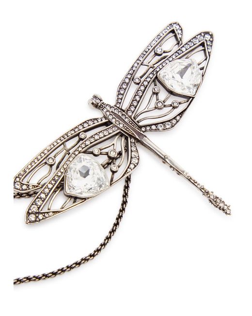 Alexander McQueen Metallic Dragonfly Embellished Brooch