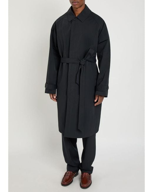 Calvin Klein Black Belted Nylon Trench Coat for men